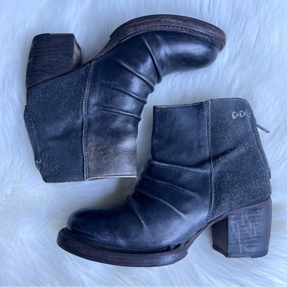 Bed Stu Arcane Boots Womens Sz 6.5 Gray Leather Ankle Zip Ruched Distressed Boho - Picture 15 of 15